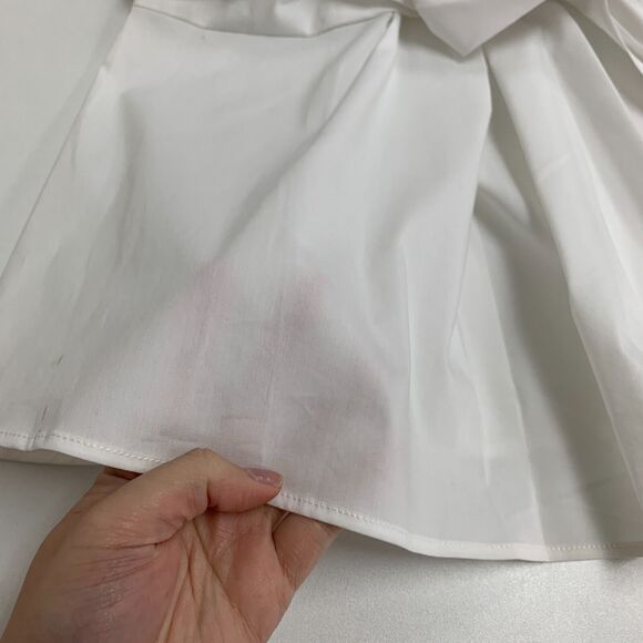 New York & Company Blouse Womens 4 White Tie Waist Surplice Sleeveless Stretch - Picture 12 of 14